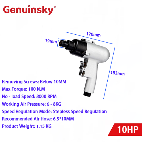 Chave de fenda pneumática do tipo pistola 10hp